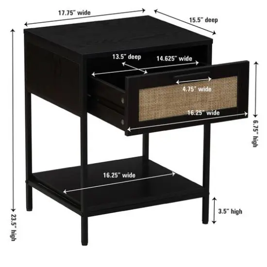 Household Essentials 23.5" Bungalow End Table Black {5}