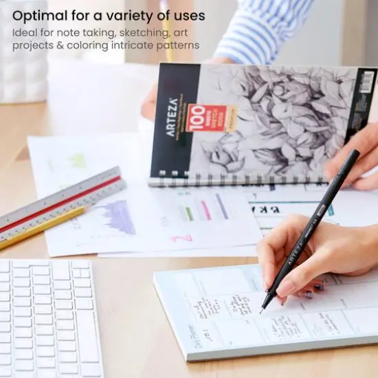 Arteza&reg; Inkonic&reg; 0.4mm Black Fineliner Pens, 12ct. {5}