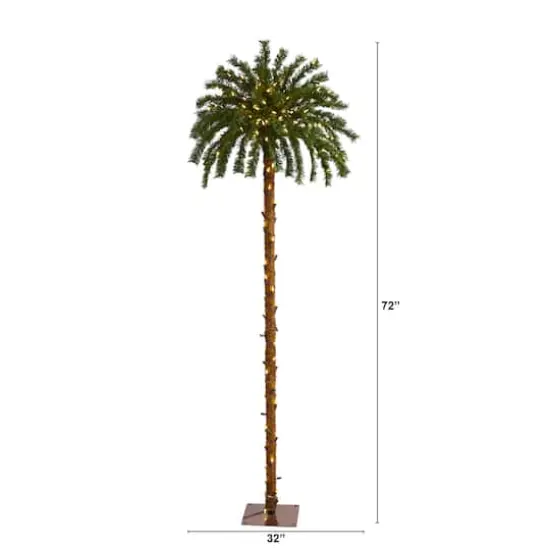6ft. Pre-Lit Palm Artificial Christmas Tree, Warm White LED Lights {3}