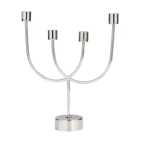 13" Silver Stainless Steel Overlapping U-Shaped Candelabra {1}