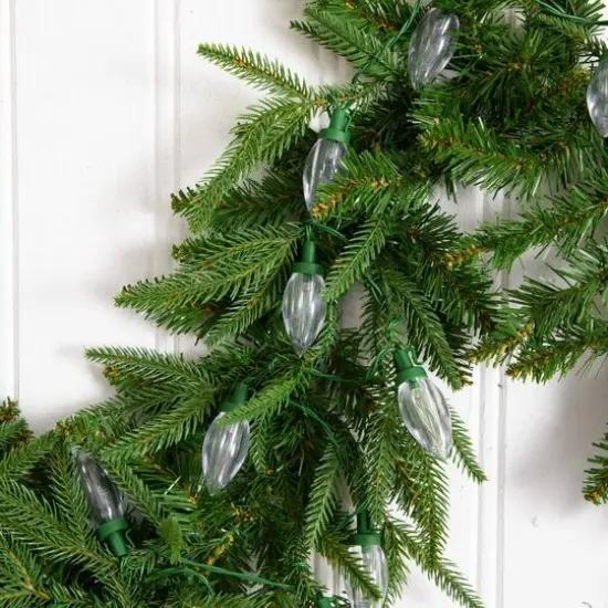 6ft. Pre-Lit Artificial Luxembourg Pine Christmas Garland with 35 Multicolored Traditional Bulb LED Lights {5}