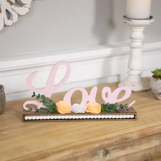 11.25" Love with Flowers Wooden Valentine's Day Sign {3}