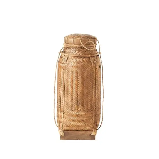 Hello Honey® 19" Natural Artisanal Bamboo & Rattan Lidded Container {4}