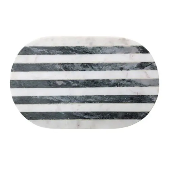 Hello Honey&reg; Black & White Striped Marble Cutting Board {1}