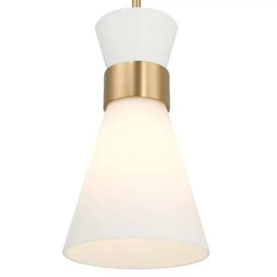 Hello Honey® Kit White & Gold Modern Minimalist Tapered Opal Glass & Metal Ceiling Light {5}