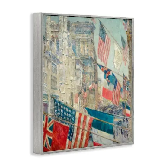 Stupell Industries Classic Americana Flags Framed Giclee Art Gray {4}
