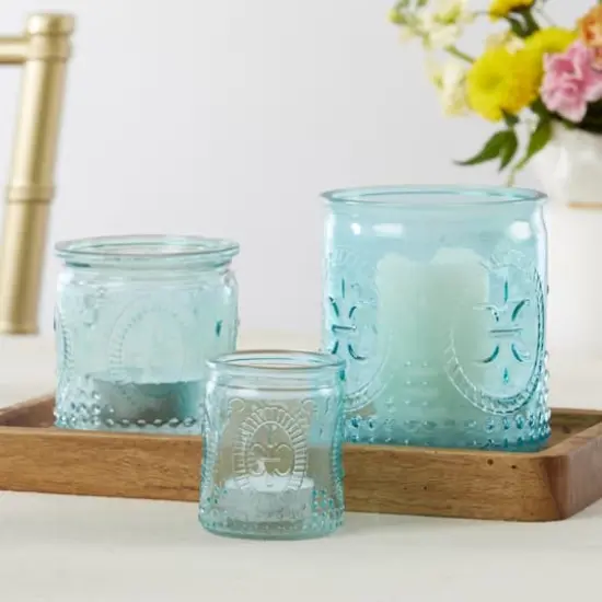 Kate Aspen&reg; Nesting Vintage Blue Glass Tea Light Holder, 3ct. {3}