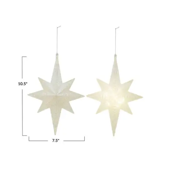 Hello Honey&reg; 10.5" White Glitter LED Plastic Star Ornament {4}