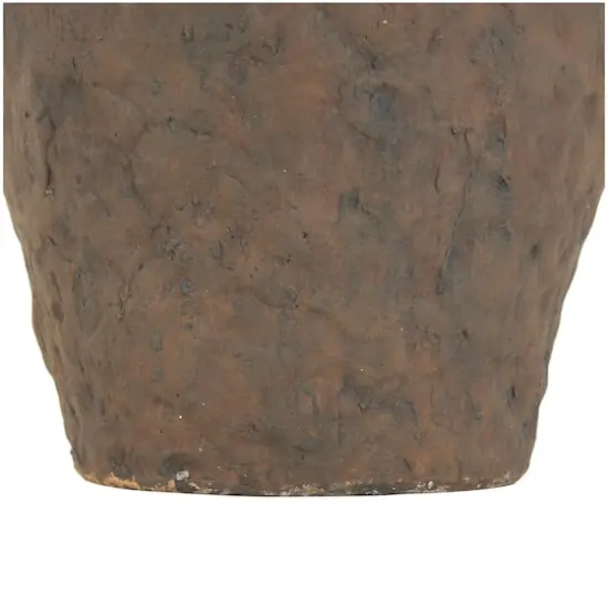 15.5" Dark Brown Ceramic Handmade Textured Vase {5}