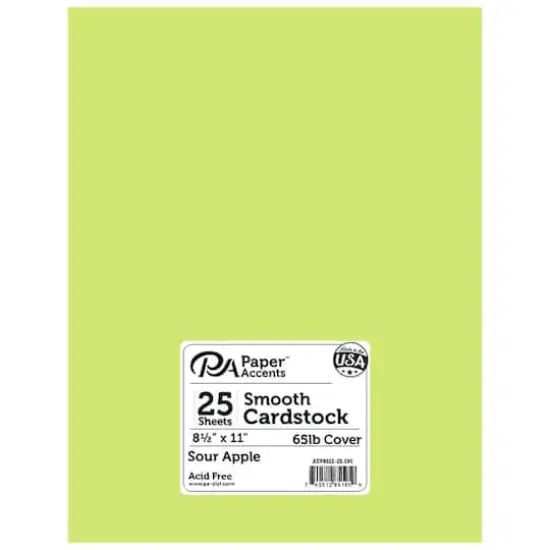 PA Paper&trade; Accents 8.5" x 11" 65lb. Smooth Cardstock, 25 Sheets Sour Apple {1}
