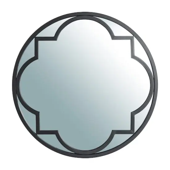 Glitzhome&reg; 23" Black Metal Glass Round Wall Mirror {1}