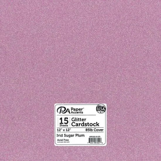 PA Paper&trade; Accents Glitter 12" x 12" Cardstock, 15 Sheets Sugar Plum {1}