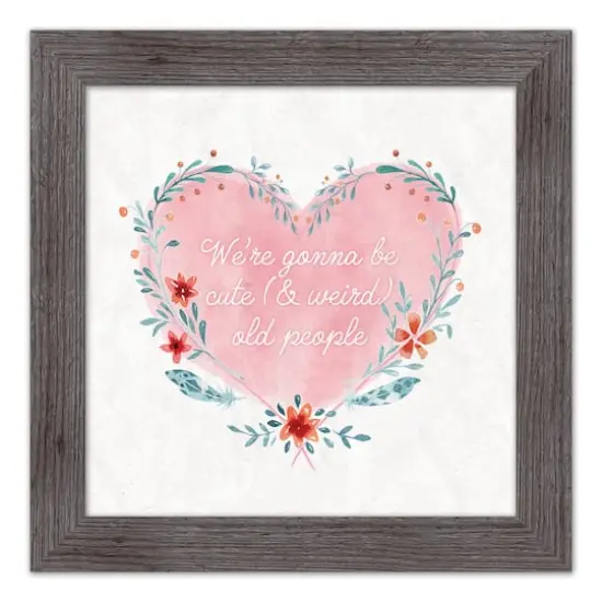 Cute Weird Old People Heart Western Gray Framed Print {1}