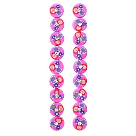 Pink Flower Rhinestone Clay Lentil Beads, 10mm by Bead Landing™ {4}