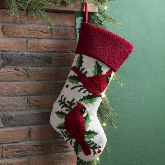 Glitzhome&reg; 21" Cardinal Hooked Stocking {3}