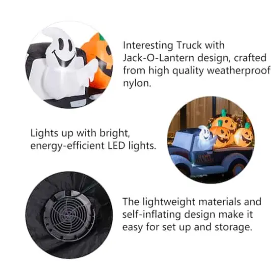 Glitzhome&reg; 8ft. Lighted Inflatable Truck With Jack-O-Lantern Pumpkins D&eacute;cor {5}