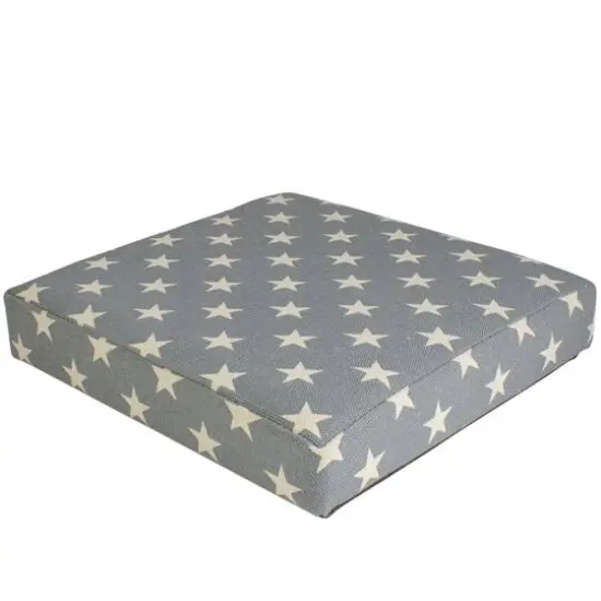 12" Gray with White Stars Collapsible Ottoman {7}