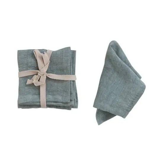 Hello Honey&reg; 10" Square Stonewashed Linen Cocktail Napkins, 4ct. Mint {9}