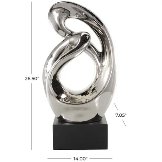 26.5" Silver Abstract Modern Ceramic Sculpture {5}