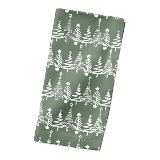 Sage Christmas Tree Pattern Cotton Twill Napkin {3}