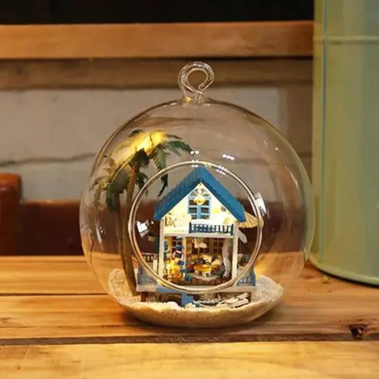 Wizardi Miniature Roombox Romantic Beach House Dollhouse Kit {1}