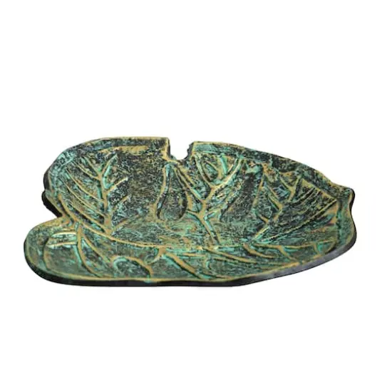 10" Green Leaf Shaped Decorative Accent Tray {5}