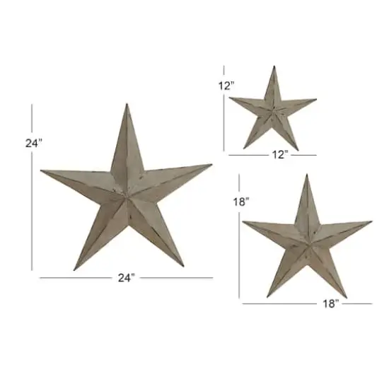 Light Brown Metal Star Wall D&eacute;cor Set {5}