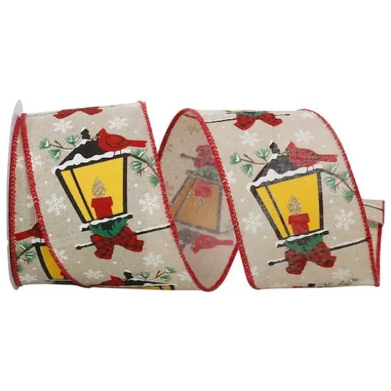 JAM Paper 2.5" x 10yd. Cardinal & Lamp Linen Wired Ribbon {1}
