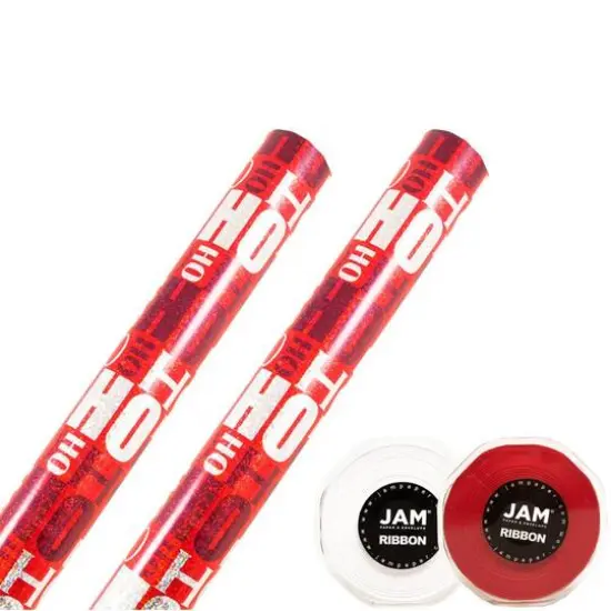 JAM Paper Red Ho Ho Ho Christmas Gift Wrap Set with Ribbon {1}