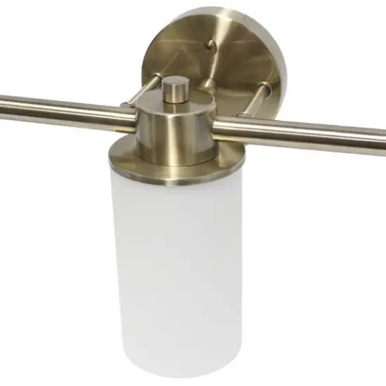 Lalia Home Essentix 3-Light White Shade Vanity Antique Brass {9}