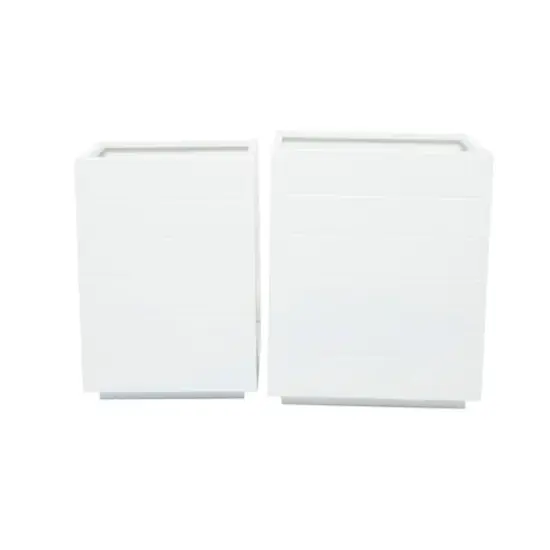 White Modern Planter, Set of 2" 17", 14" {7}