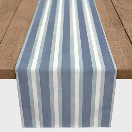 72" Blue Stripes Poly Twill Table Runner {3}