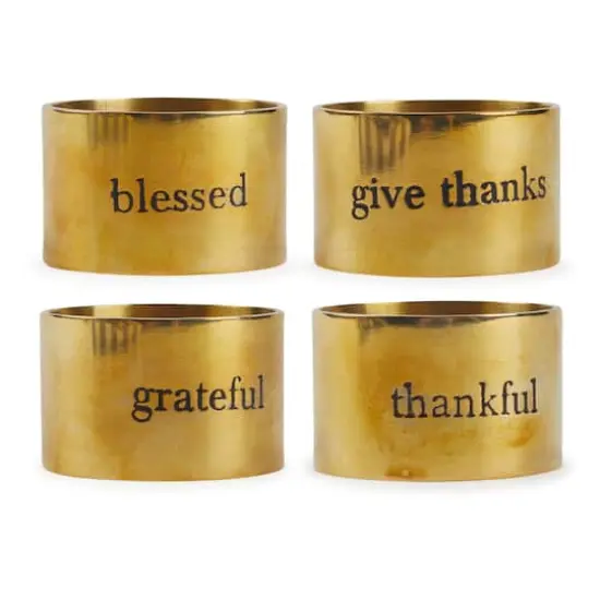 Asst Always Grateful Stamped Napkin Rings Set, 4ct. {1}