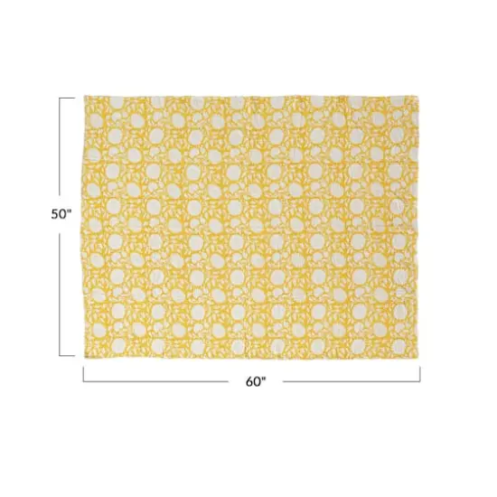 Hello Honey&reg; 60" Yellow Block Print Throw {5}