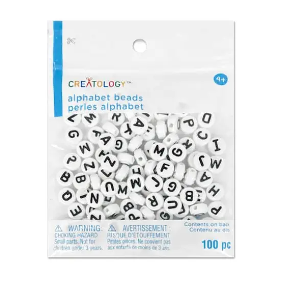 White Circle Alphabet Beads by Creatology&trade;, 10mm {5}