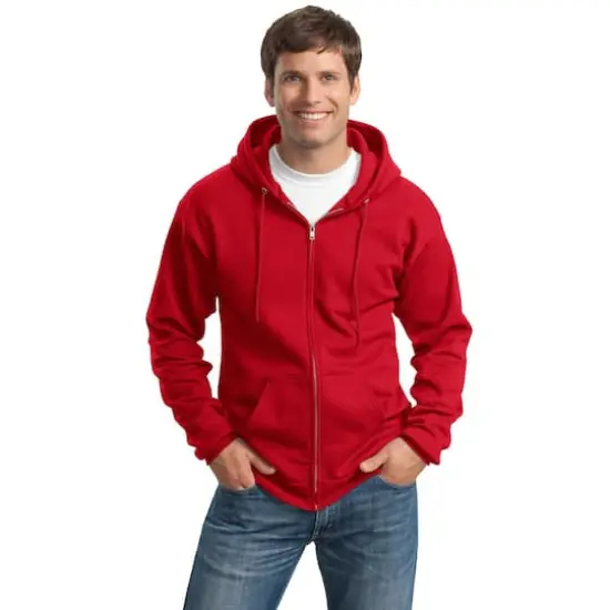 Port & Company&reg; Tall Essential Fleece Full-Zip Hooded Sweatshirt Red {3}