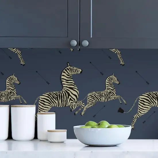Scalamandre Denim Zebra Safari Peel & Stick Wallpaper {5}