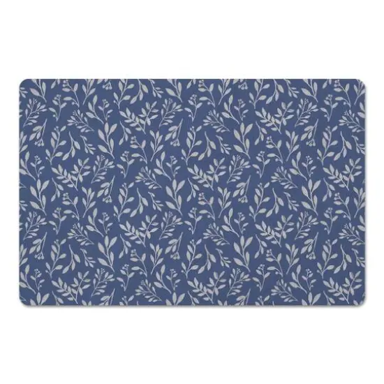 Delicate Floral Floor Mat Navy {1}