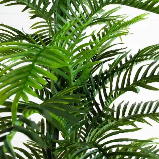 10ft. Potted Green UV Resistant Artificial Double Robellini Palm Tree {4}
