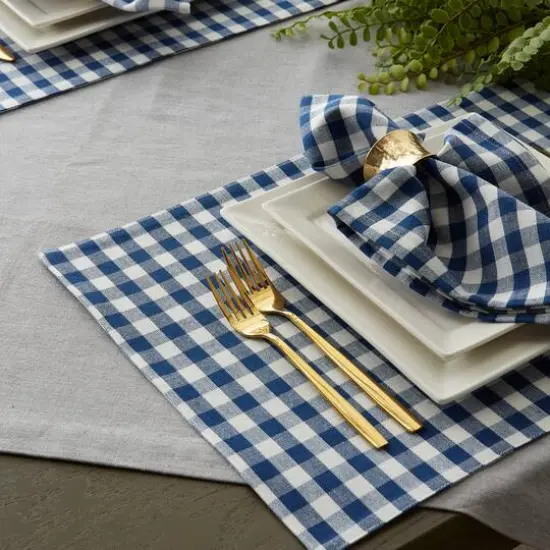 DII&reg; Reversible Gingham & Buffalo Check Placemat Set, 4ct. Navy/Off White {7}