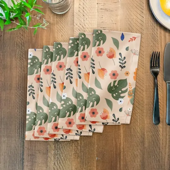 Floral Summer Palms 10" x 10" Cotton Twill Napkin {4}