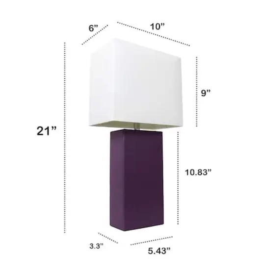 Lalia Home Lexington 21" Leather Home D&eacute;cor Table Lamp Eggplant Purple {4}