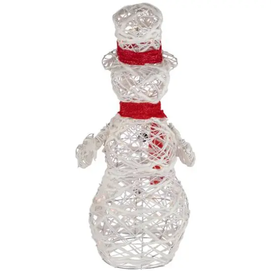 28" Lighted White Glittered Rattan Christmas Yard Art {9}