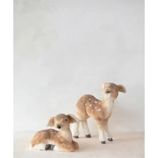 Hello Honey® 12.25" Tan & White Faux Fur Standing Fawn with Glitter {3}