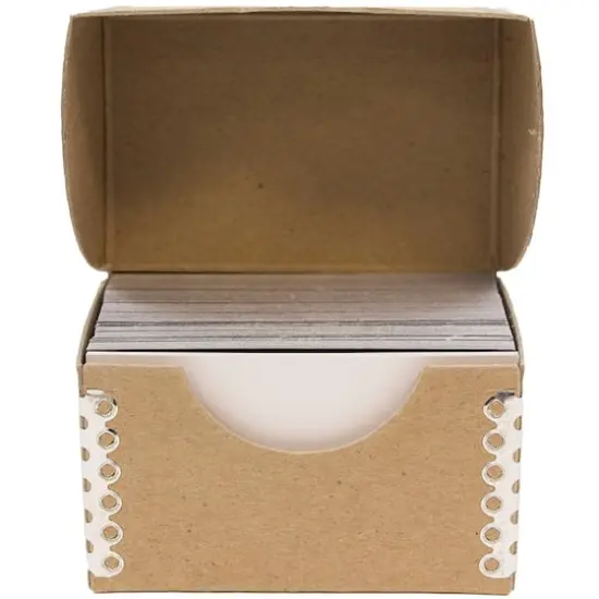 JAM Paper Desktop Business Card Box Natural Brown {6}