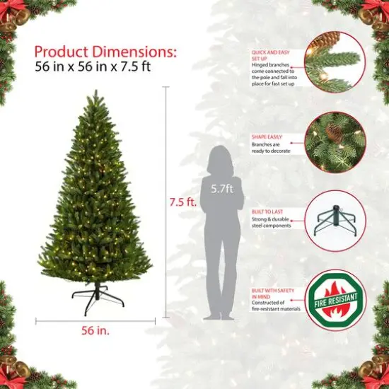 7.5ft. Pre-Lit Glacier Fir Artificial Christmas Tree, Clear Lights {6}