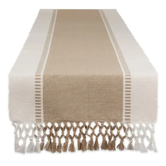 DII&reg; 108" Dobby Stripe Table Runner Stone {1}