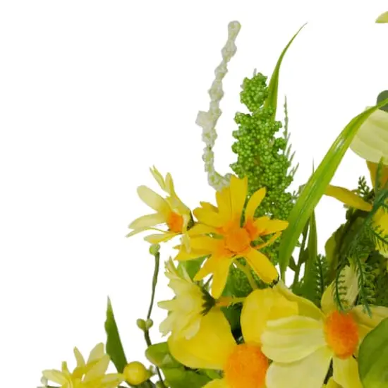 23" Yellow & Green Daisy & Berry Floral Spring Wreath {5}