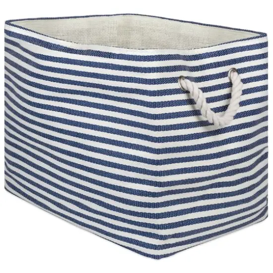 DII® Large Pinstripe Rectangle Woven Paper Storage Bin Nautical Blue {1}