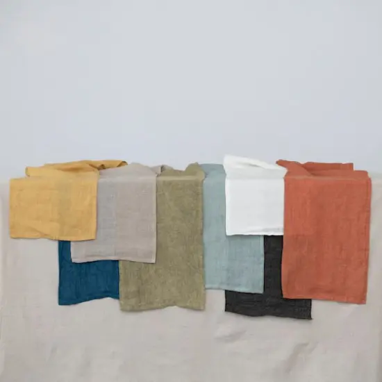 Hello Honey&reg; 108" Stonewashed Linen Table Runner Mustard {3}